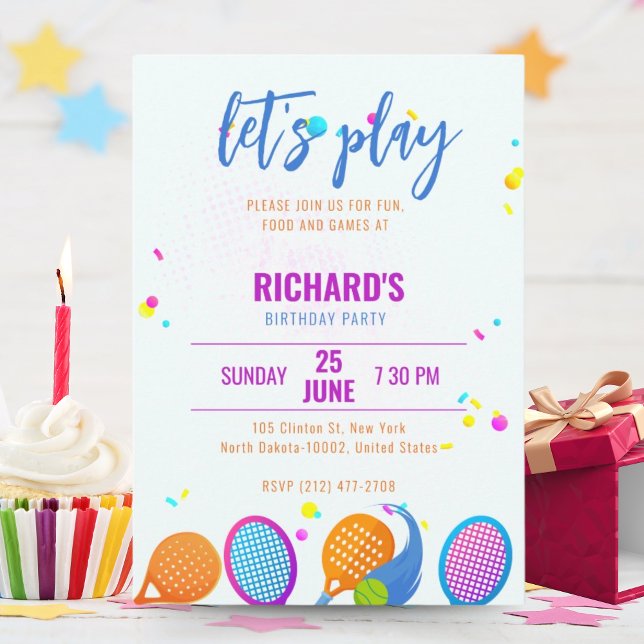 Invitation Sports Pickleball fête d'anniversaire (Créateur téléchargé)