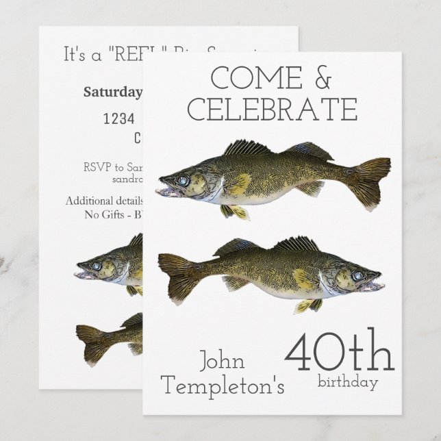 Invitation Sports quarantième de l'anniversaire des hommes (Devant / Derrière)