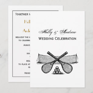 Invitation Sports Vintage Tennis Net, Raquettes Croisées, Bal