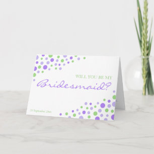 Invitation Spotty Modern Purple Green Be My Bridesmaid Invita