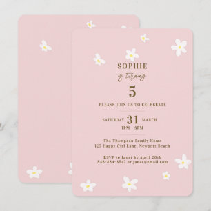 Invitation Spring Blush White Daisies Fille fête d'anniversai