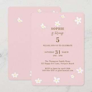 Invitation Spring Blush White Daisies Fille fête d'anniversai