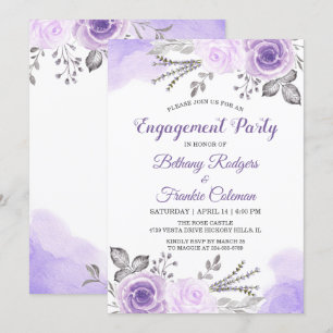 Invitation Spring Chic Pastel Fleurs violettes Partie d'engag