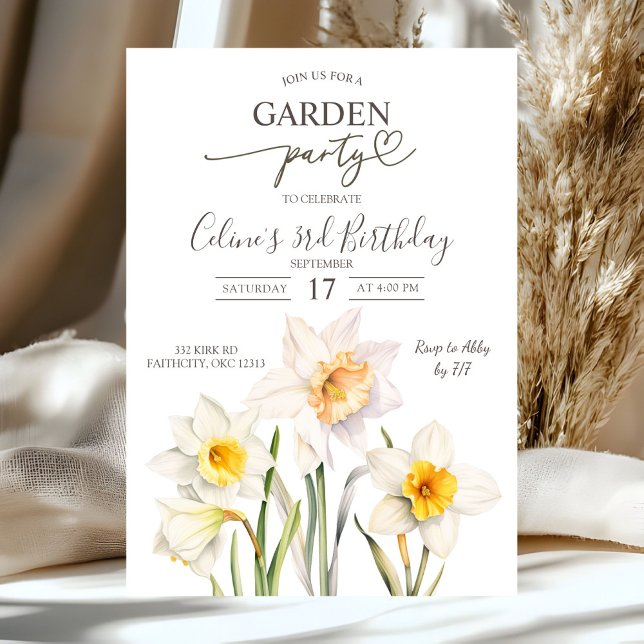Invitation Spring Daffodil Garden Birthday Party (Créateur téléchargé)