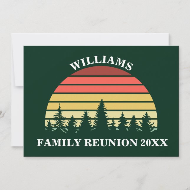 Invitation Spring Family Reunion Forêt Sunset Custom Party (Devant)