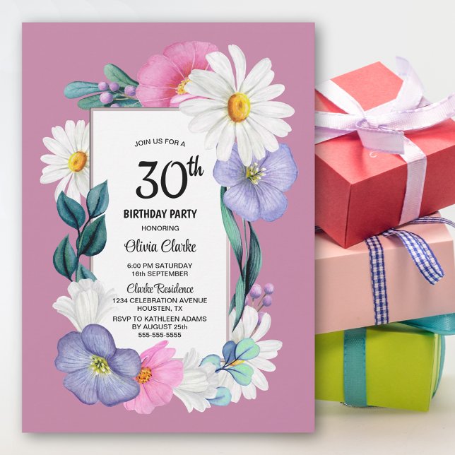 Invitation Spring Floral 30e fête d'anniversaire (Créateur téléchargé)