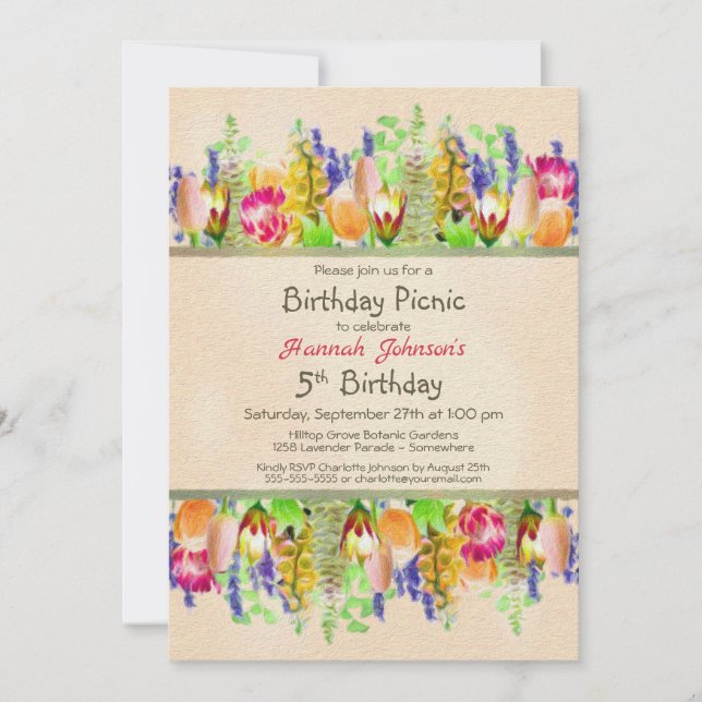 Invitation Spring Floral 5e Anniversaire Pique-nique (Devant)