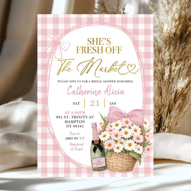 Invitation Spring Floral Gingham Coquette Daisy Bridal Shower (Créateur téléchargé)