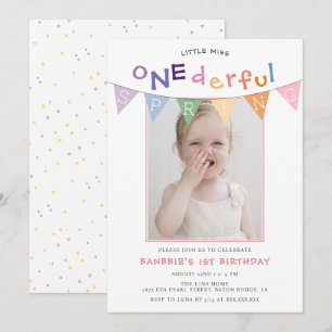 Invitation Spring Little Miss Onederful Photo 1er anniversair