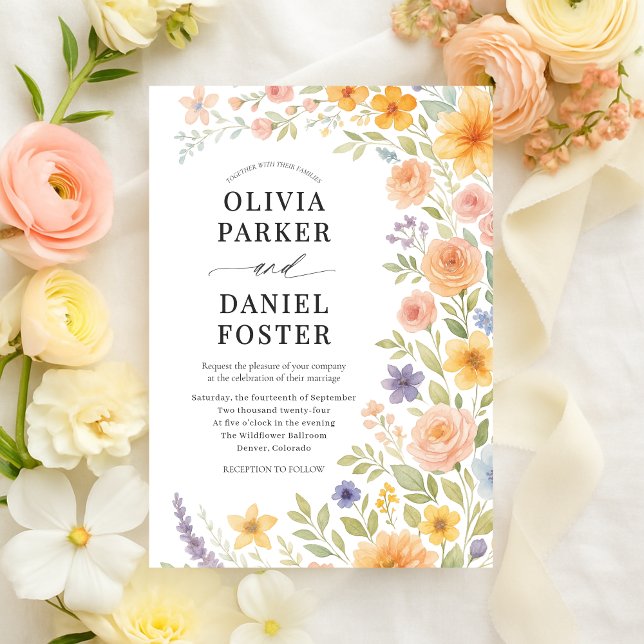 Invitation Spring Meadow Wildflower Wedding (Créateur téléchargé)