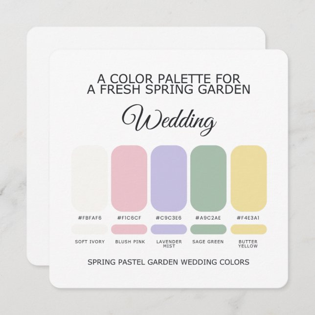 Invitation Spring Pastel Wedding Color Palette Card (Devant / Derrière)