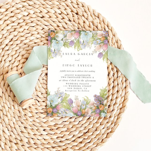 Invitation Spring Summer Watercolor Floral Wedding (Créateur téléchargé)