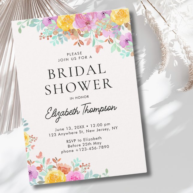 Invitation Spring watercolor Flowers Bridal Shower (Créateur téléchargé)