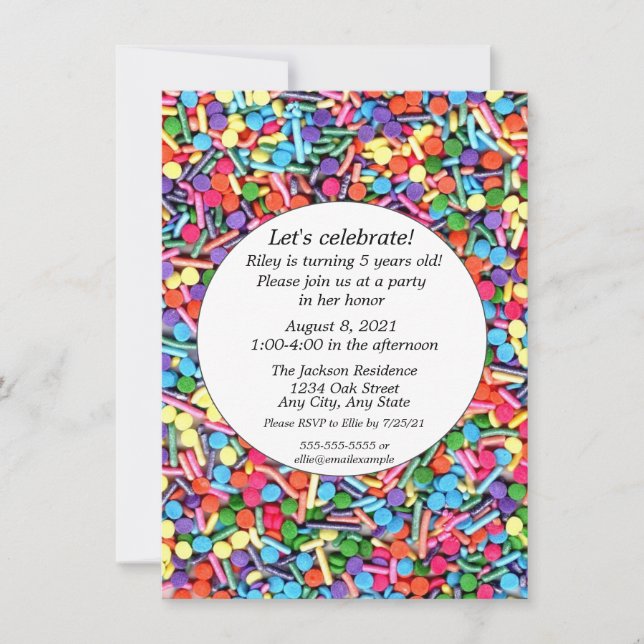 Invitation Sprinkles Anniversaire Fête Personnalisable (Devant)