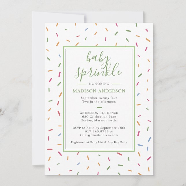 Invitation Sprinkles colorés Baby Sprinkle Baby shower (Devant)