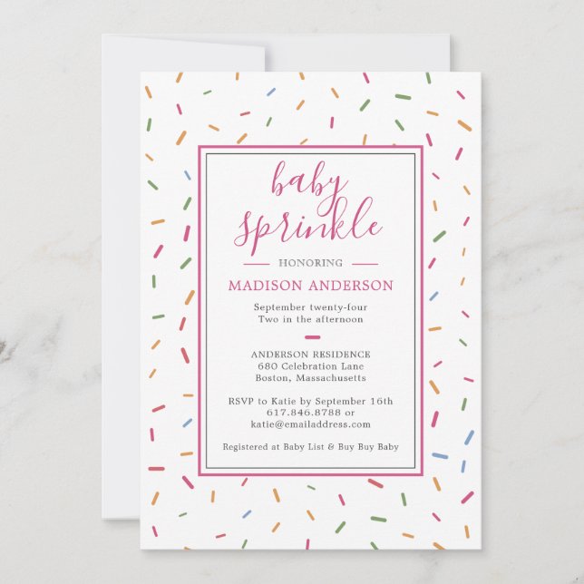Invitation Sprinkles colorés Baby Sprinkle Baby shower (Devant)