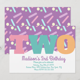 Invitation Sprinkles Turin Deux Anniversaire Pastel Confetti