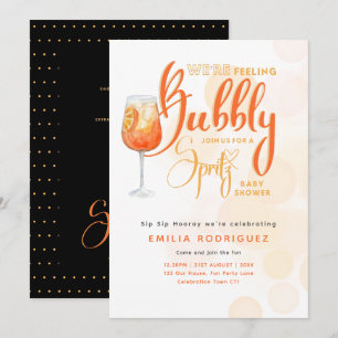 Invitation Spritz Baby shower garçon ou fille Black Orange