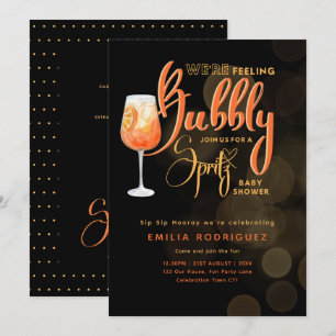 Invitation Spritz Baby shower garçon ou fille Black Orange