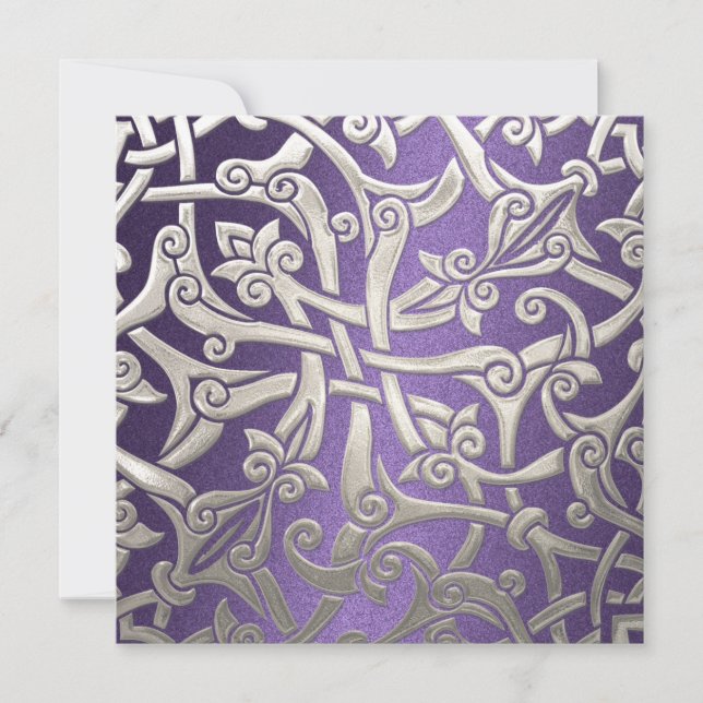 Invitation Square Silver Celtic Pattern (Front)