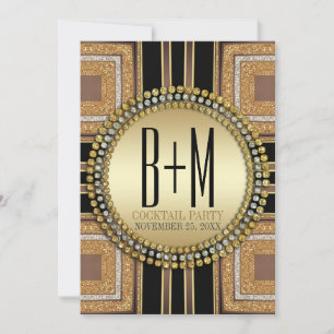 Invitation Squazi ArtDeco Gold Black Cocktail Party