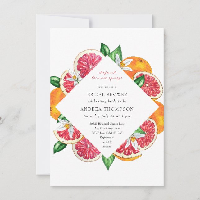 Invitation Squeeze | Agrumes | Fête des mariées florale (Devant)