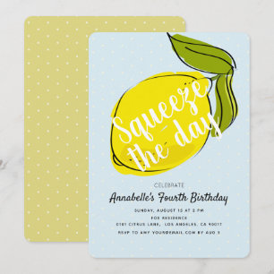 Invitation Squeeze Day Citron Citrus Blue Anniversaire