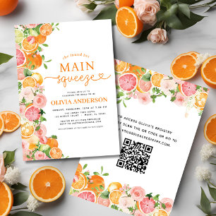 Invitation Squeeze principal QR Code Orange Citrus Fête des m