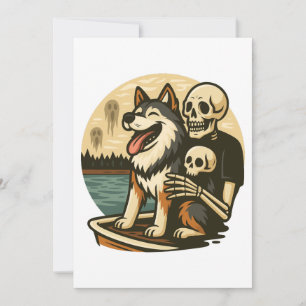 Invitation Squelette avec chien sur l'art d'horreur du lac ha