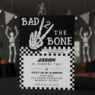 Invitation Squelette Bad 2 the Bone pour une fête d'anniversa