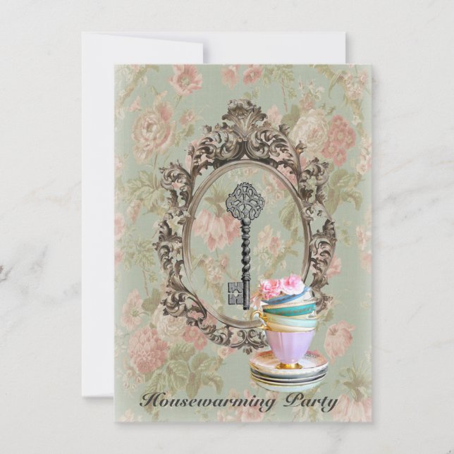 Invitation squelette chic clé nouveau foyer Parti du réchauff (Devant)