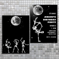 Invitation squelette dansant boule disco