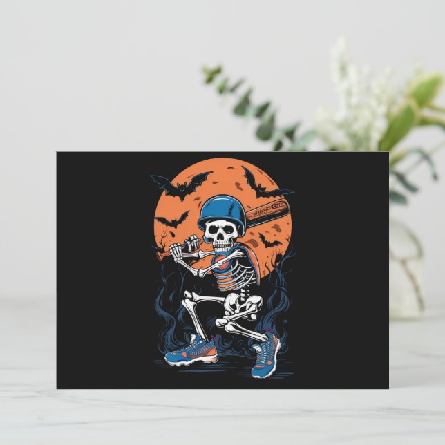 Invitation Squelette de baseball Halloween Baseball Halloween (Debout devant)