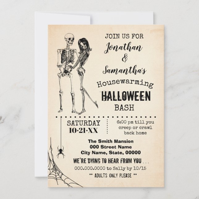 Invitation Squelette de basketche du parti Halloween (Devant)