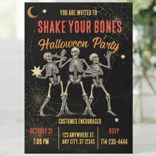 Invitation Squelette de danse vintage Halloween