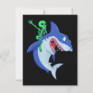 Invitation Squelette de Halloween de requin chevauchant un am