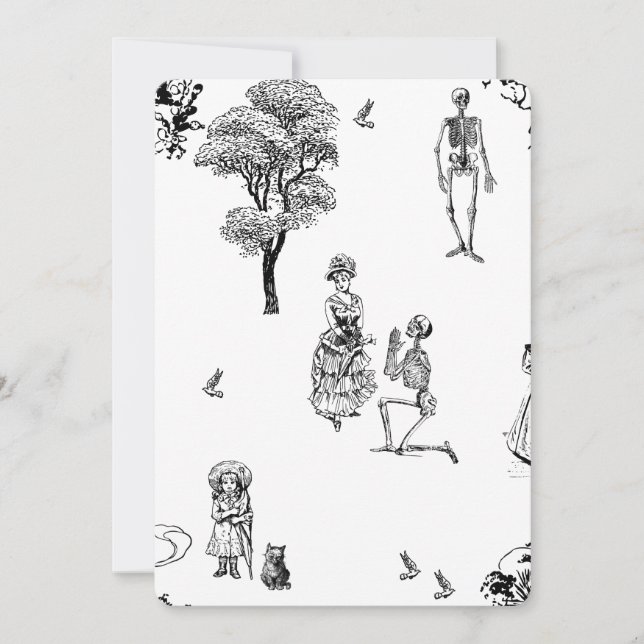 Invitation squelette de toile victorienne d'Halloween crâne (Devant)