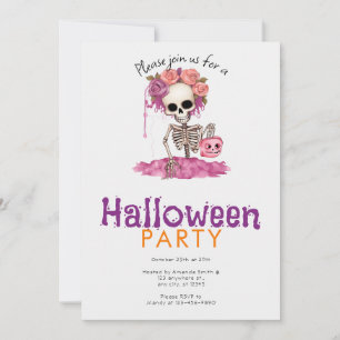 Invitation Squelette effrayant et Déplaisant Halloween Party