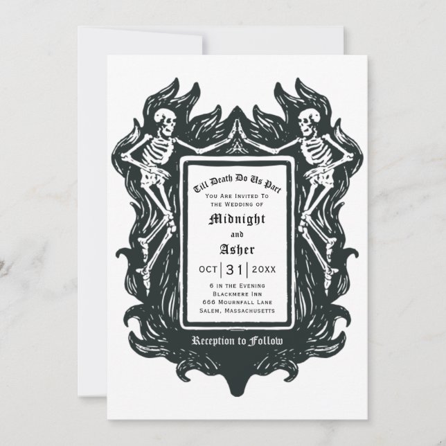 Invitation Squelette gothique Aimer jusqu'à la mort Nous fair (Devant)