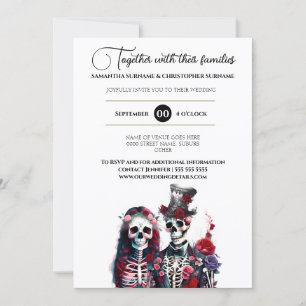 Invitation Squelette gothique mort mariée mariée rouge blanc