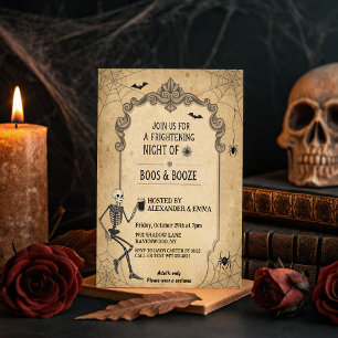 Invitation Squelette gothique vintage - Fête d'Halloween adul