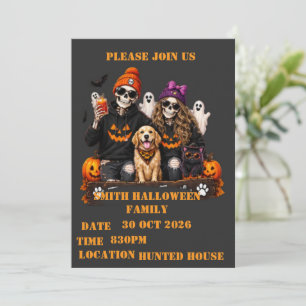 Invitation Squelette Halloween Personnalisé Restez Effrayant 