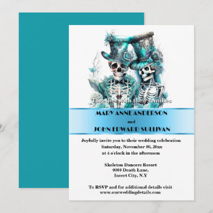Invitation Squelette marié marié formel bleu blanc mariage