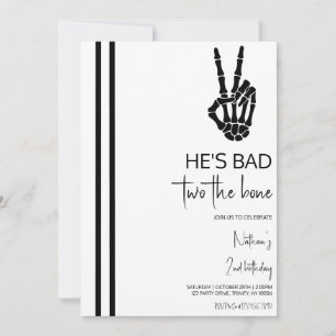 Invitation Squelette Minimaliste Signe de Paix Anniversaire H