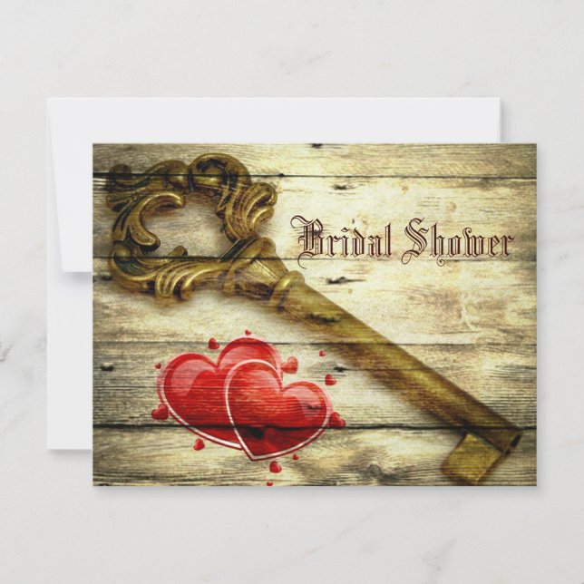 Invitation squelette rustique clé victorien steampunk mariage (Devant)