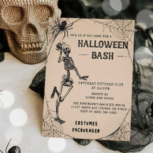 Invitation Squelette vintage Adulte Halloween Bash Party