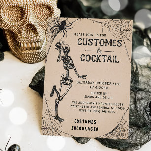 Invitation Squelette vintage Halloween Costumes & Cocktail