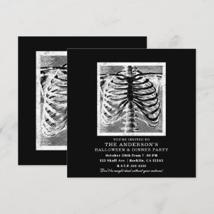 Invitation Squelette Vintage Os Torse Corps Halloween