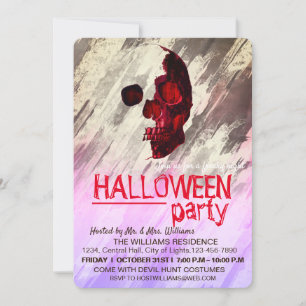 Invitation Squelette violet peint Halloween Aquarelle Art