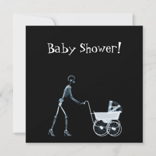 INVITATION SQUELETTE X RAY FEMME ET BÉBÉ - BLEU